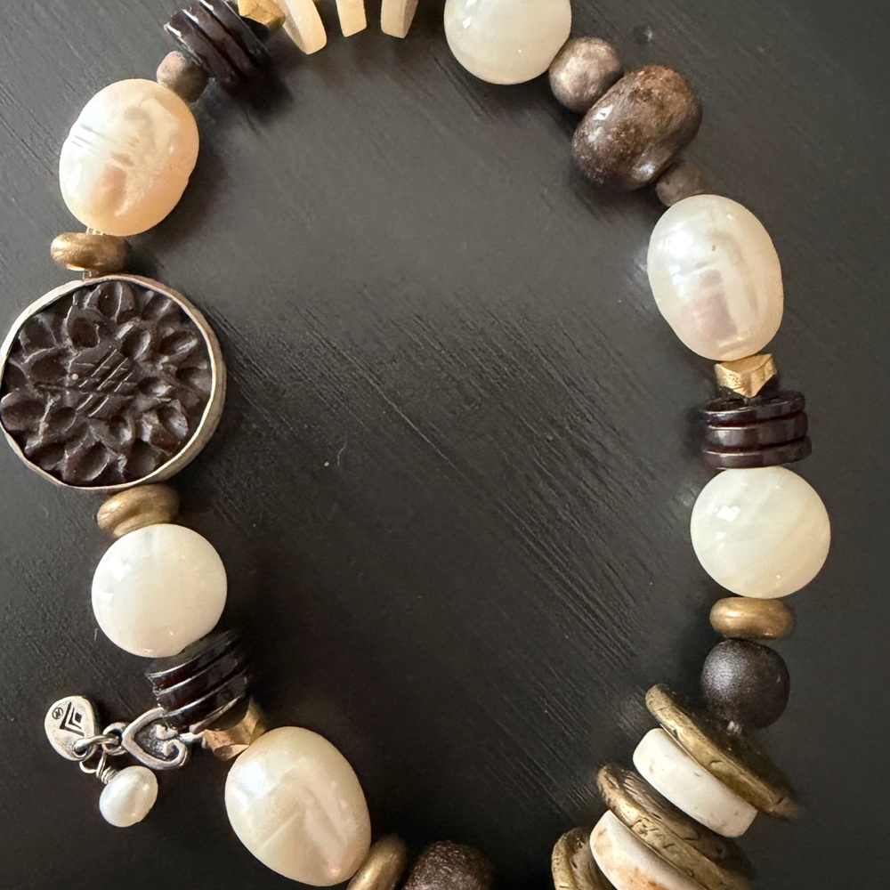 Silpada Pearl and Brown Beaded Bracelet